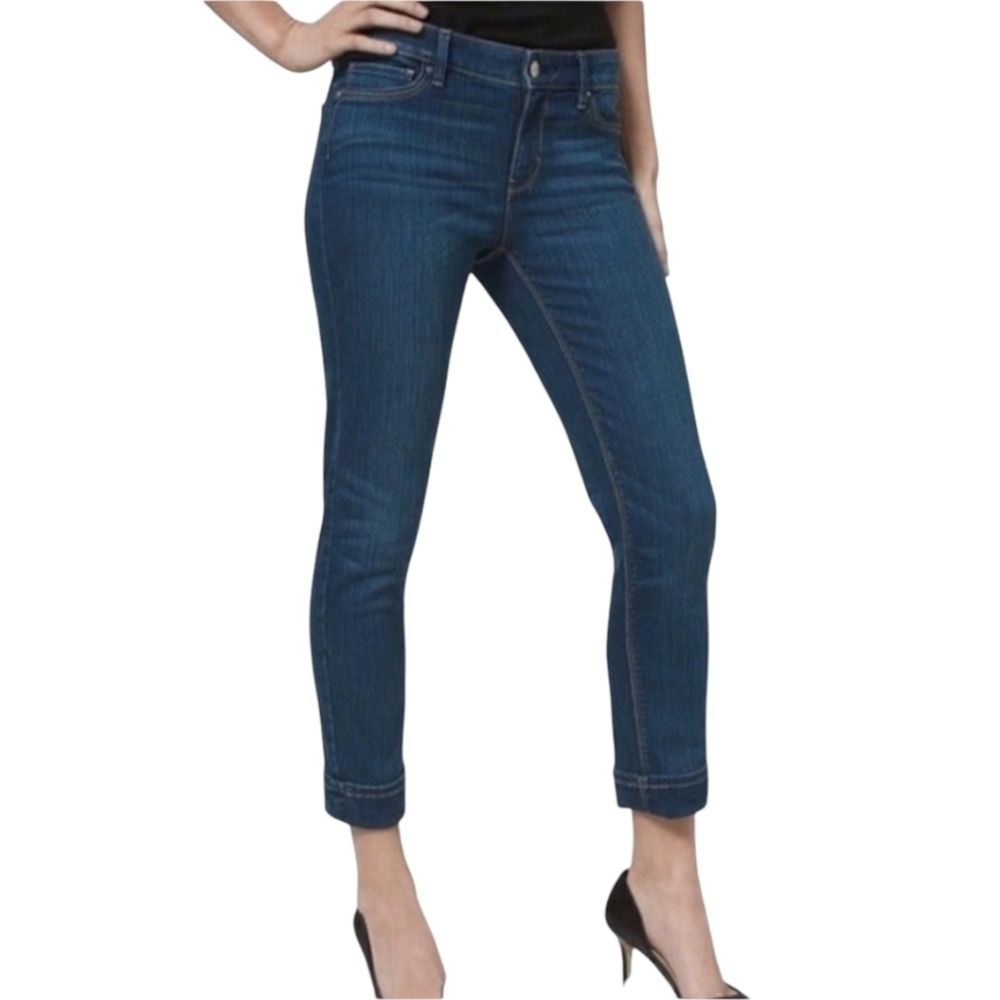 White House Black Market Womens The Slim Crop with Cuffed Ankle Jeans Size 8